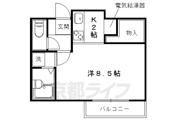 西陣の中の間取り|別タイプの間取りです。