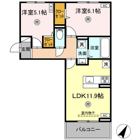 熊本市東区長嶺西２丁目のアパートの間取り