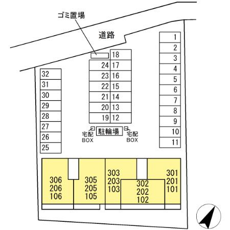熊本市東区長嶺西２丁目のアパートの区画図