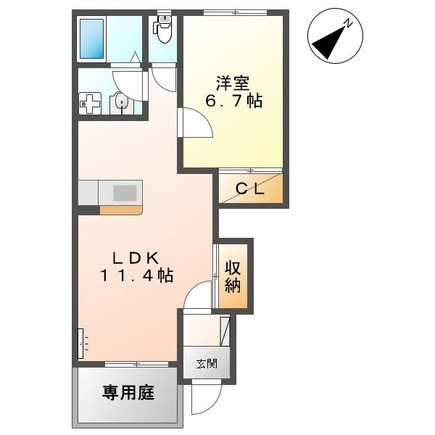 熊本市西区池上町のアパートの間取り