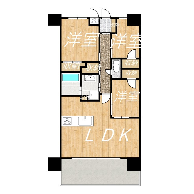 松山市岩崎町２丁目の中古マンションの間取り