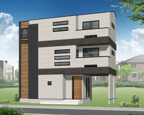 浦安市堀江６丁目　新築戸建ての外観パース