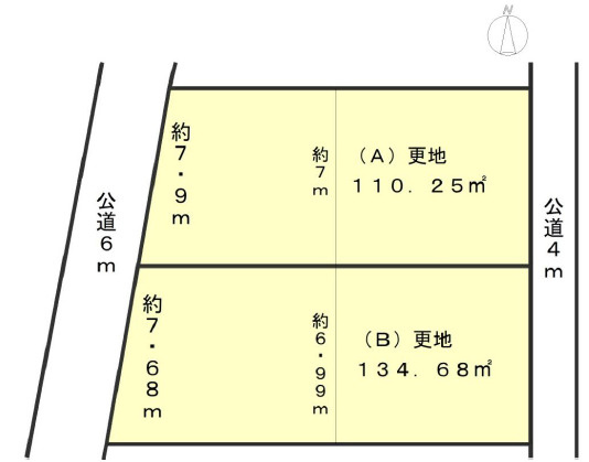 高砂市荒井町小松原1丁目　土地　A号地の土地図|敷地約33坪です。
