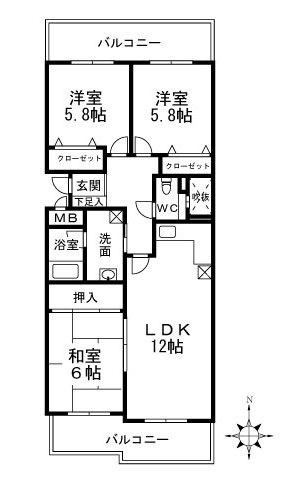 グランドメゾン六甲箕岡の間取り