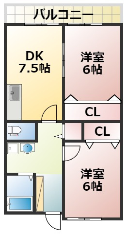 熊本市中央区上水前寺２丁目の賃貸マンションの間取り