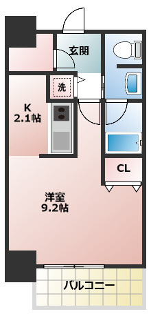 クロスレジデンス大阪新町の間取り
