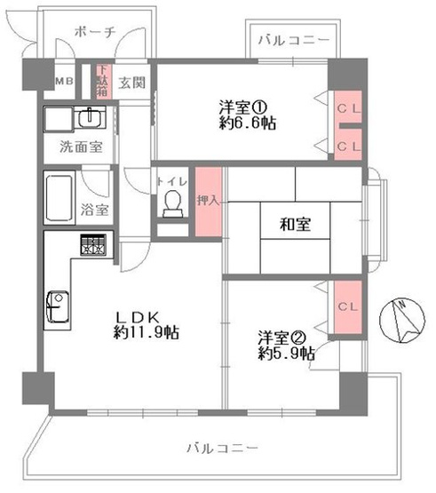 【間取り】 | ベルデフラッツ千里豊津