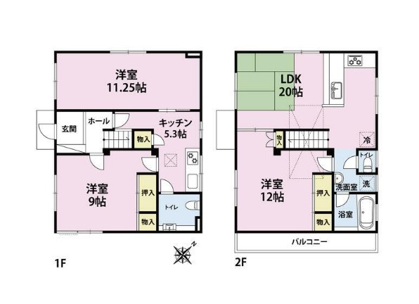 坂戸市鶴舞戸建貸家の間取り