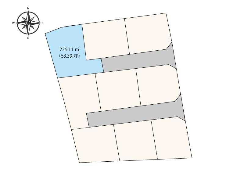 土佐市蓮池　建築条件なし　売土地（全9区画）の区画図