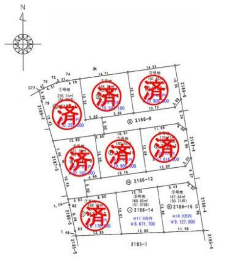 土佐市蓮池　9号地　建築条件なし　売土地（全9区画）の区画図|９号地