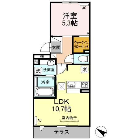 熊本市東区御領８丁目のアパートの間取り