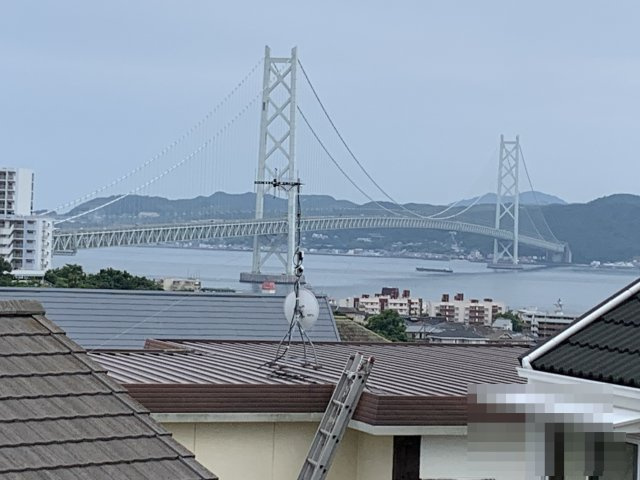 神戸市垂水区舞子坂2丁目 中古戸建の展望|ルーフバルコニーより明石大橋を望む