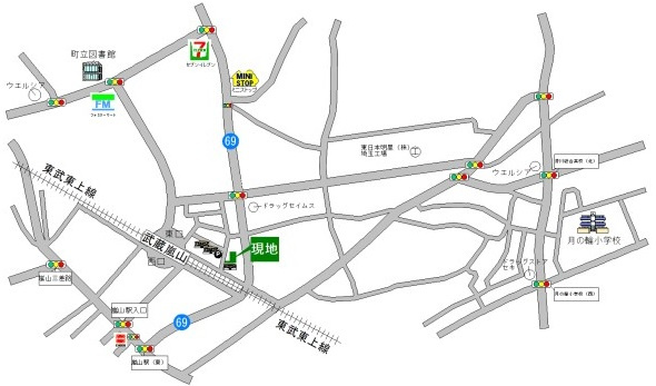 比企郡滑川町月輪  土地50坪の地図|東武東上線「武蔵嵐山駅」徒歩３分
