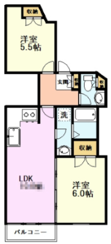 【間取り】 | ヒルサイドイン国分寺 | A103号室間取り