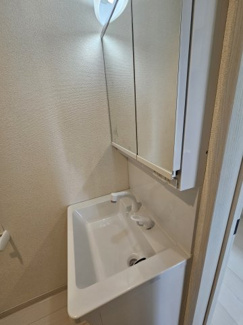 【独立洗面台】 | アンソレイエ鴻巣 | お写真は施工中のものになります。