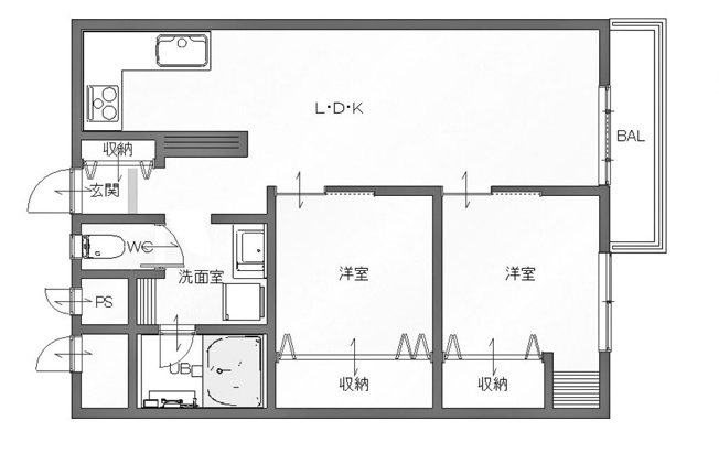 【間取り】 | 九条住宅B棟 | 専有面積52.1㎡