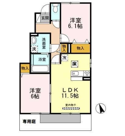 セジュールアカネ　A棟の間取り