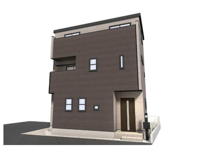 墨田区東向島３丁目の新築戸建の外観パース
