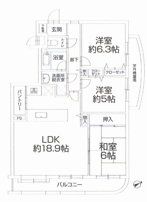 コスモ茅ヶ崎ベルセーヌの間取り