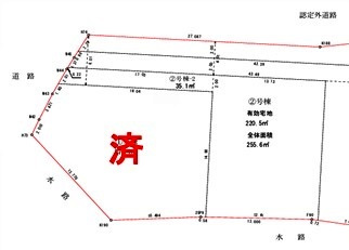 川越市大袋新田　建築条件なし売地　「南大塚駅」徒歩14分　【大東西小学区】の土地図