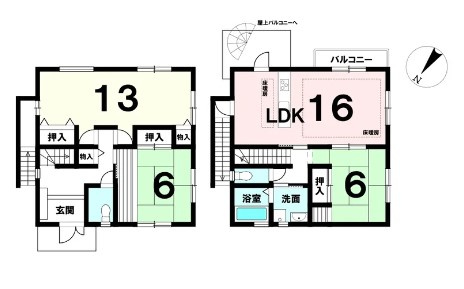 守山市水保町　中古戸建の間取り