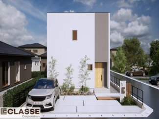 【外観パース】 | 宇治市木幡南山　売土地　建築条件付き | 弊社標準仕様（アトリエスタイルハウス仕様）では、耐震等級3相当が標準です。間取りにもよりますので、設計士に確認しながら、ご希望の間取りとの兼ね合いで考えていきましょう。