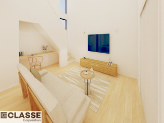 【完成予想図】 | 宇治市大久保町山ノ内　売土地　建築条件付き | 標準仕様（アトリエスタイルハウス仕様）で断熱材は気密性、断熱性能も高い、吹付断熱を採用。屋根断熱を実現していますので、お家全体が冬はあったかく、夏は涼しいお家づくりが可能です。