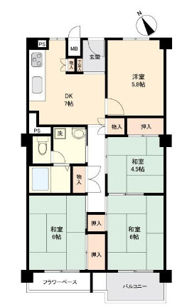 【間取り】 | 秋篠サンパレス1号棟