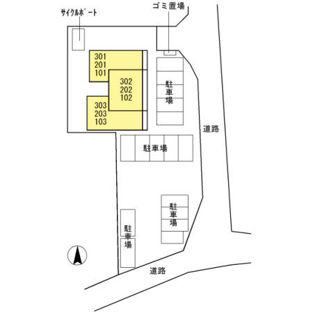 熊本市南区御幸西２丁目のアパートの区画図