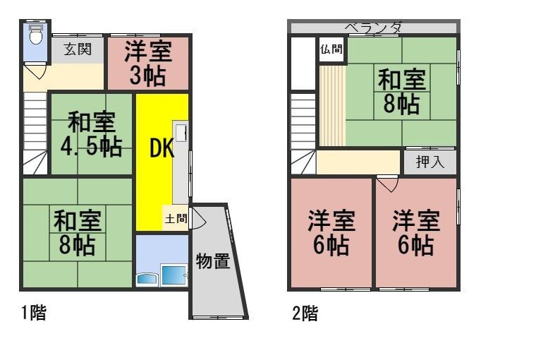 ６２８７８　岐阜市鏡島西事業用貸家の間取り