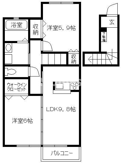 加古川市平岡町中野のアパートの間取り