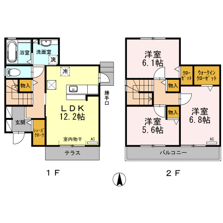 【間取り】 | 伊賀新町戸建貸家B棟