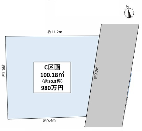 川越市的場　建築条件なし売地　JR川越線『的場駅』徒歩9分　【霞ヶ関北小学区】の土地図