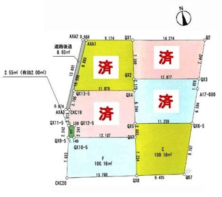 【区画図】 | 川越市的場　建築条件なし売地　JR川越線『的場駅』徒歩9分　【霞ヶ関北小学区】