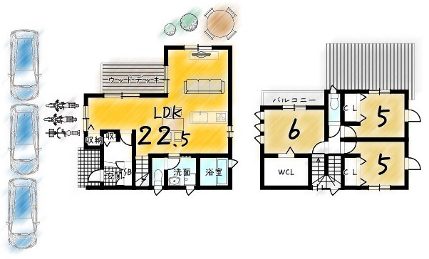 醍醐下山口町の土地図＋建物プラン例|新築参考プラン