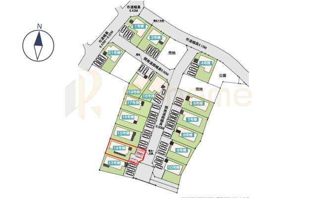 坂東市沓掛23-P1　新築戸建て　14号棟の区画図|大きなお買い物だからこそ、メリット・デメリットを伝えさせて頂きます。
R-homeにお任せください♪