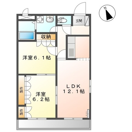 熊本市北区楡木４丁目のアパートの間取り