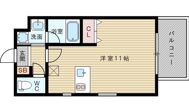 1Rの大きなお部屋です