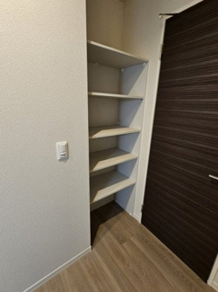 【収納】 | エアフォルク河原 | キッチン横にある収納です。右側は洗面所の扉です