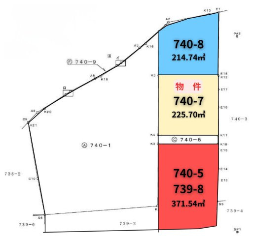 津山市宮尾　売地　740-7　68坪の土地図