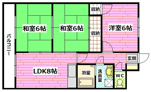 広島市安芸区矢野東７丁目の賃貸マンションの間取り