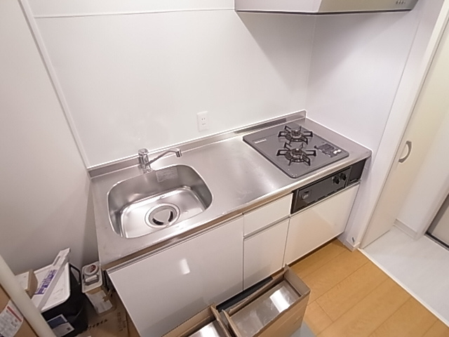 神戸市長田区海運町８丁目のアパートのキッチン|システムキッチン（ガス２口）