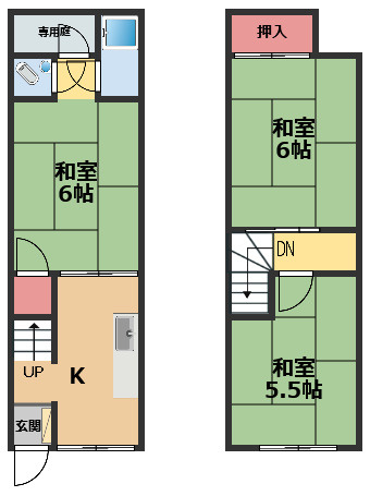 【間取り】 | 稲津2丁目テラスハウス | 現状のまま（DIYの出来る方又は倉庫に如何ですか？）