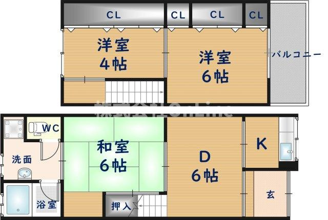 【間取り】 | 西弓削2丁目貸家