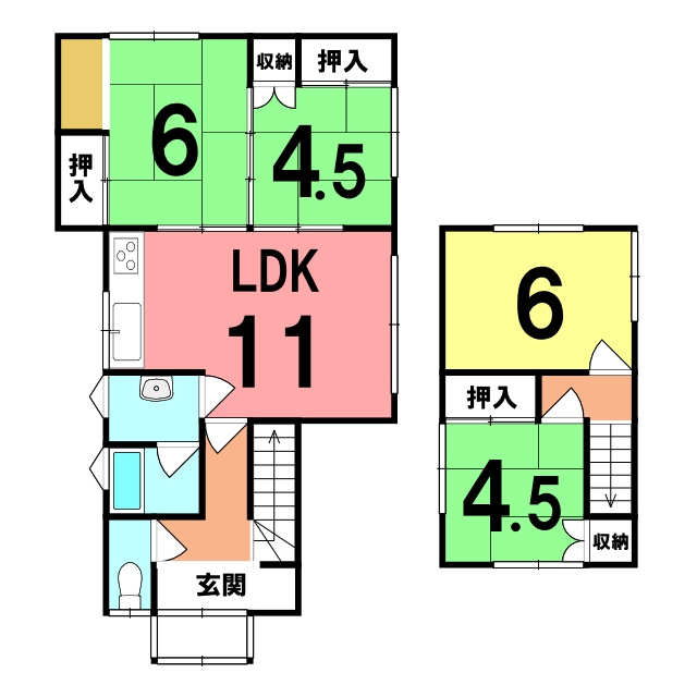 室蘭市日の出町2丁目8-18戸建の間取り