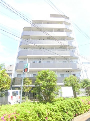 メインステージ蒲田Ⅶアイディアルの外観|2012年8月築　RC鉄筋コンクリート造地上8階建て総戸数34戸
東京都大田区新蒲田1丁目　JR京浜東北線蒲田駅徒歩10分、東急池上線蓮沼駅徒歩11分