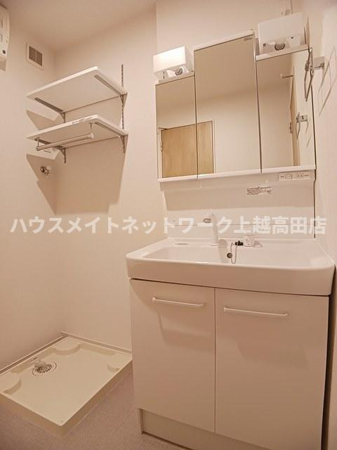 ヴィラ　シャングリラ高田　Ｂの洗面所|シャワー付洗面台