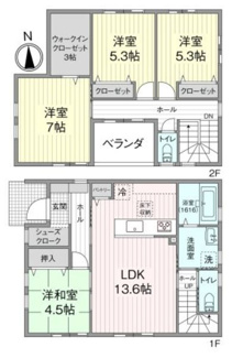 【間取り】 | 宇都宮市鶴田町新築住宅D号棟 | D号棟／南向きで陽当たりの良い間取りです