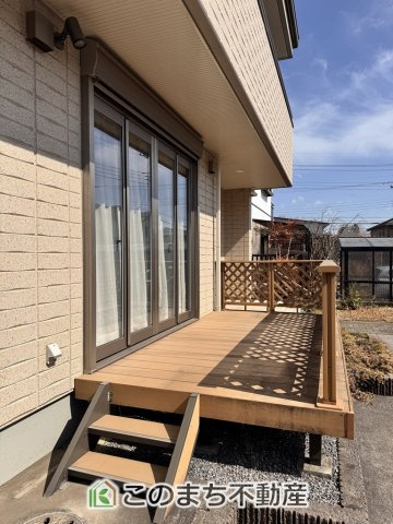鹿沼市武子　中古一戸建ての庭|ウッドデッキがございます。