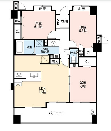 ロイヤルマンションラフィネ長尾の間取り|ロイヤルマンションラフィネ長尾（3LDK）